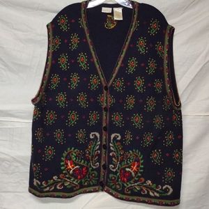 SWEATER VEST Bobbie Brooks VINTAGE Grandma FALL Holidays Plus Size 22 24 slub